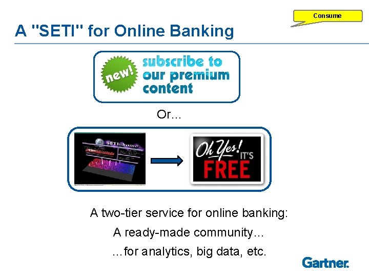 Consume A "SETI" for Online Banking Or… A two-tier service for online banking: A