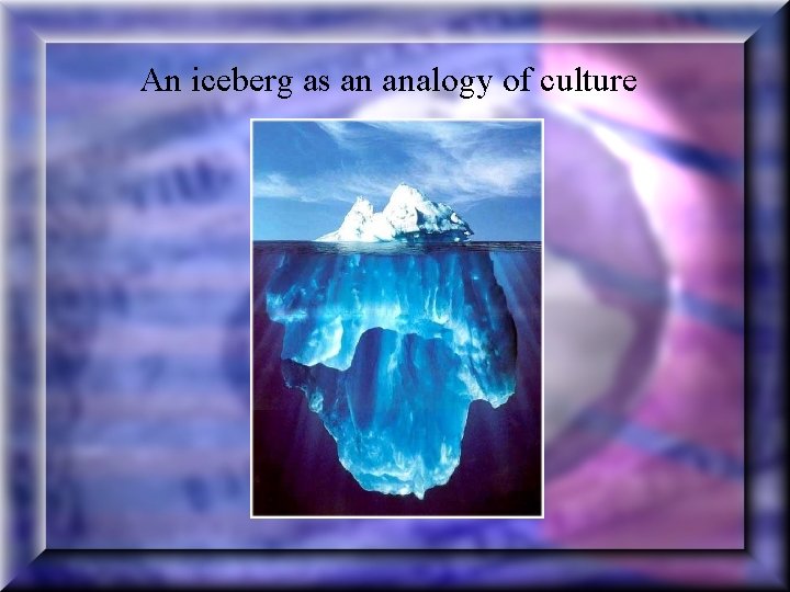 An iceberg as an analogy of culture 