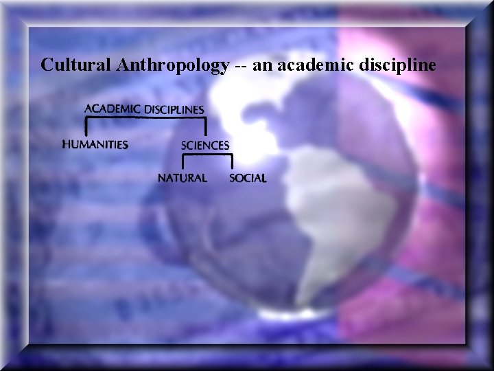 Cultural Anthropology -- an academic discipline 