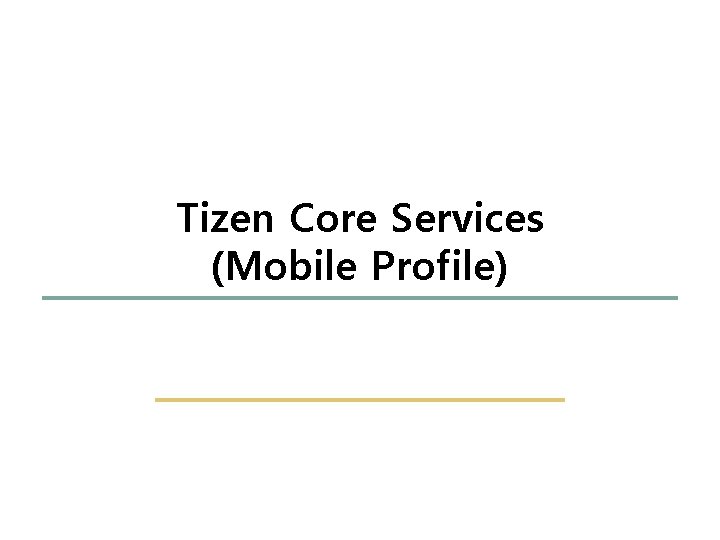 32 44 Tizen Core Services (Mobile Profile) Embedded Software Lab. @ SKKU 