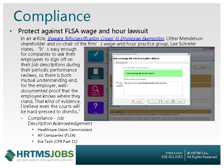 Compliance • Protect against FLSA wage and hour lawsuit In an article, Beware 'Misclassification