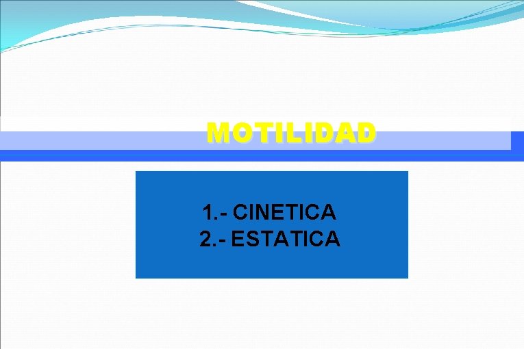 MOTILIDAD 1. - CINETICA 2. - ESTATICA 