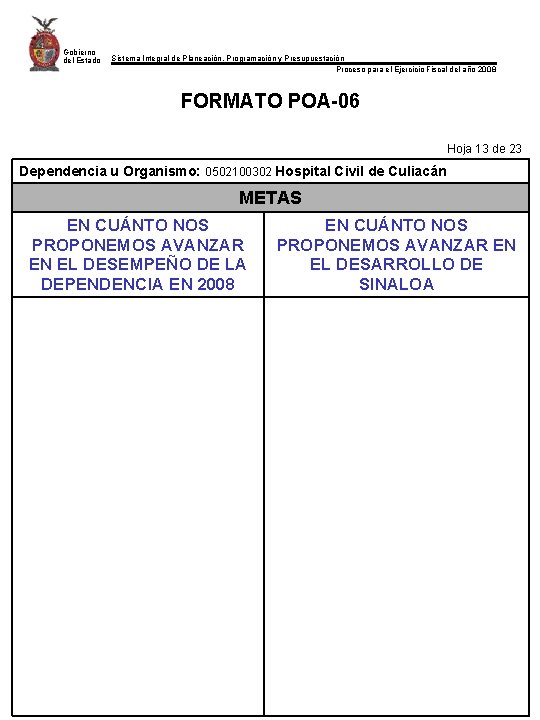 Gobierno del Estado Sistema Integral de Planeación, Programación y Presupuestación Proceso para el Ejercicio