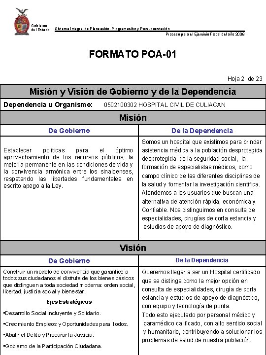 Gobierno del Estado Sistema Integral de Planeación, Programación y Presupuestación Proceso para el Ejercicio