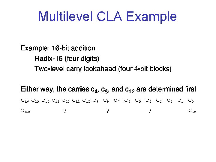 Multilevel CLA Example 