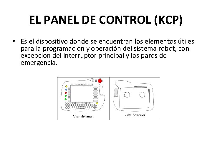 EL PANEL DE CONTROL (KCP) • Es el dispositivo donde se encuentran los elementos