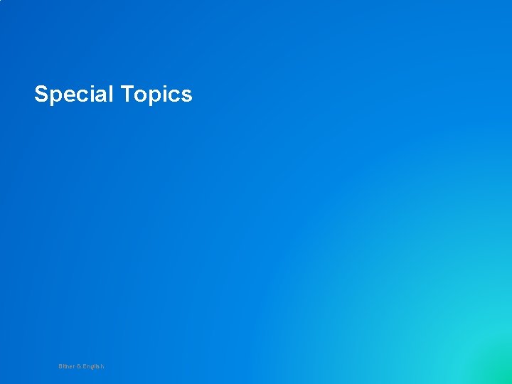 Special Topics Bitner & English 