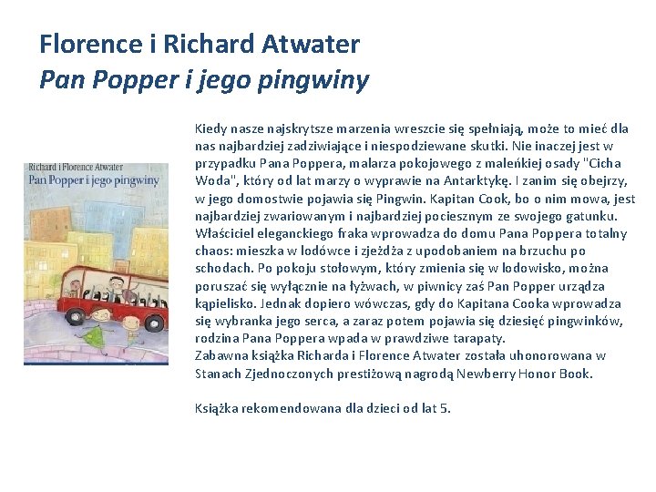 Florence i Richard Atwater Pan Popper i jego pingwiny Kiedy nasze najskrytsze marzenia wreszcie