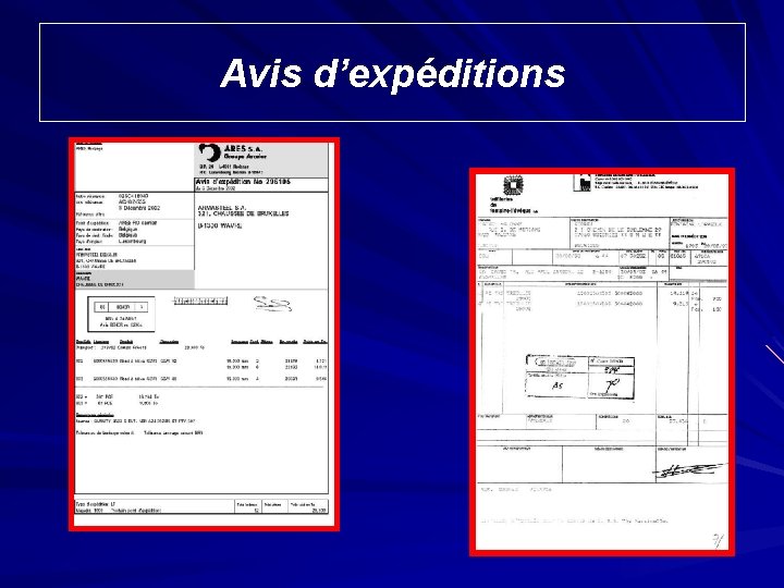 Avis d’expéditions 