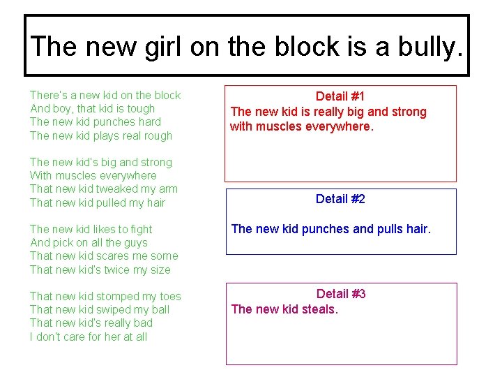 The new girl on the block is a bully. There’s a new kid on