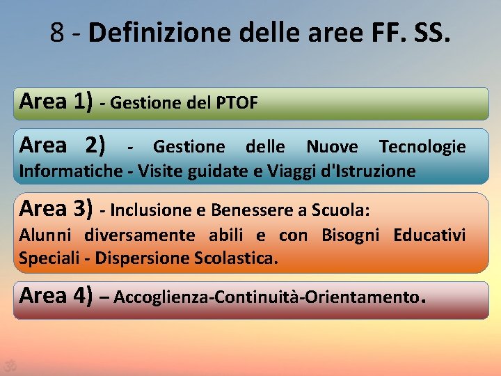 8 - Definizione delle aree FF. SS. Area 1) - Gestione del PTOF Area