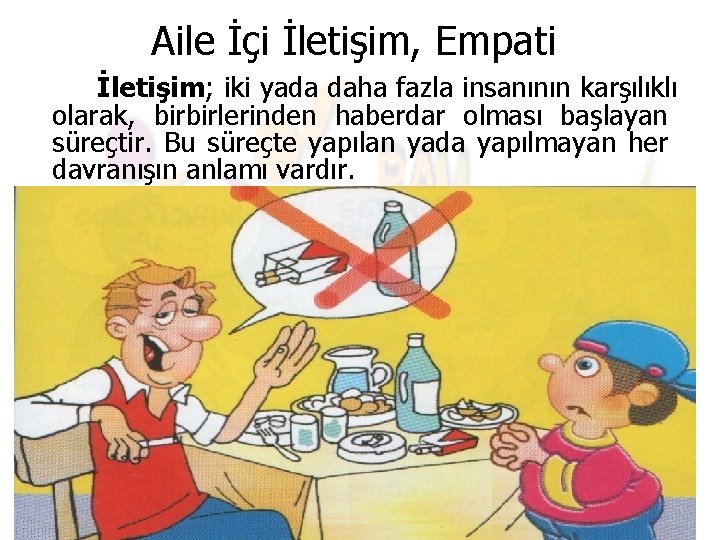 Aile İçi İletişim, Empati İletişim; iki yada daha fazla insanının karşılıklı olarak, birbirlerinden haberdar