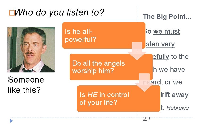 �Who do you listen to? Is he allpowerful? Do all the angels worship him?