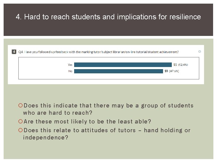 4. Hard to reach students and implications for resilience Does this indicate that there