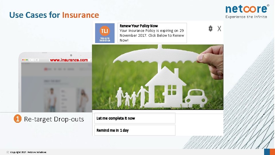 Use Cases for Insurance Renew Your Policy Now Your Insurance Policy is expiring on