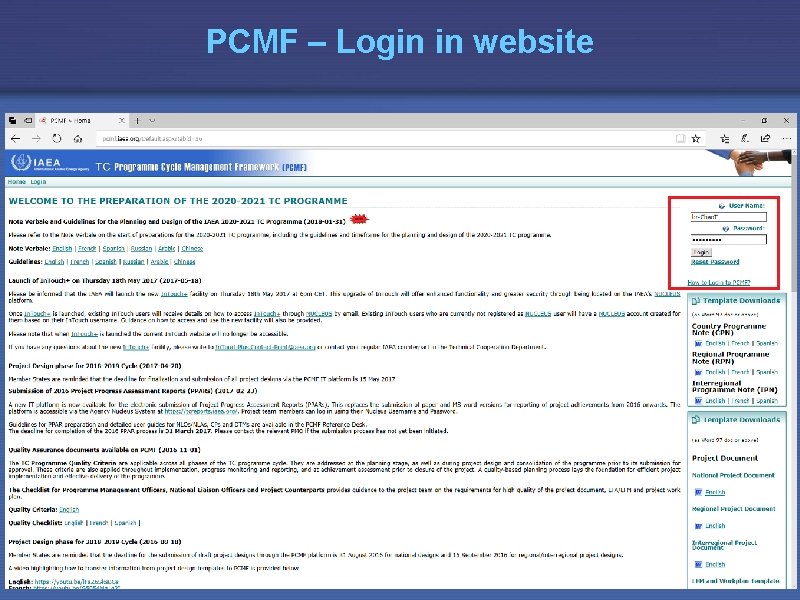 PCMF – Login in website 5/6/2009 