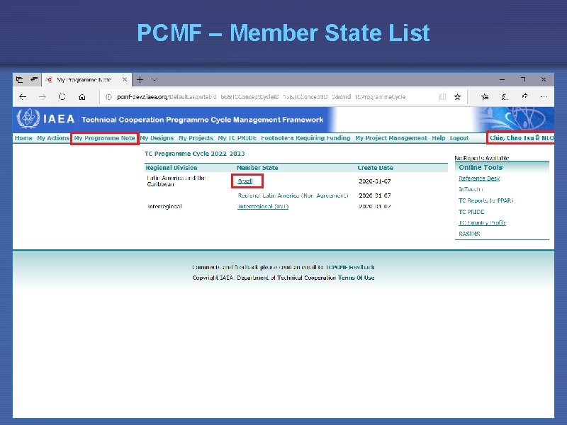 PCMF – Member State List 5/6/2009 