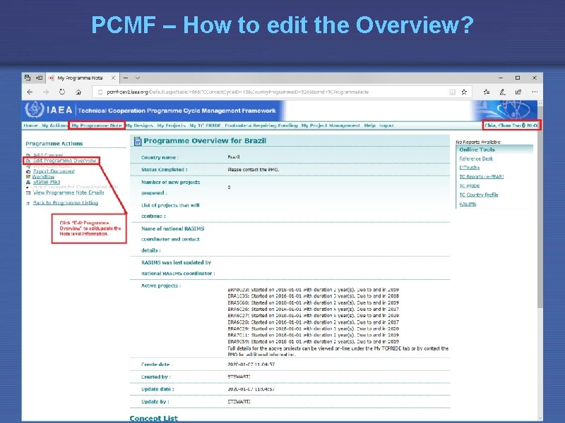 PCMF – How to edit the Overview? 5/6/2009 