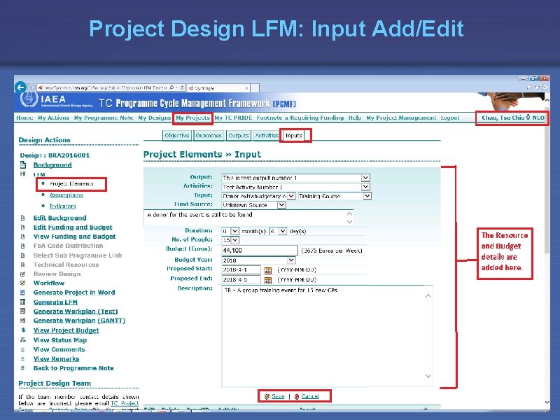 Project Design LFM: Input Add/Edit 