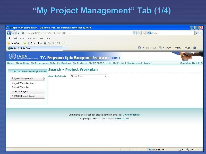 “My Project Management” Tab (1/4) 