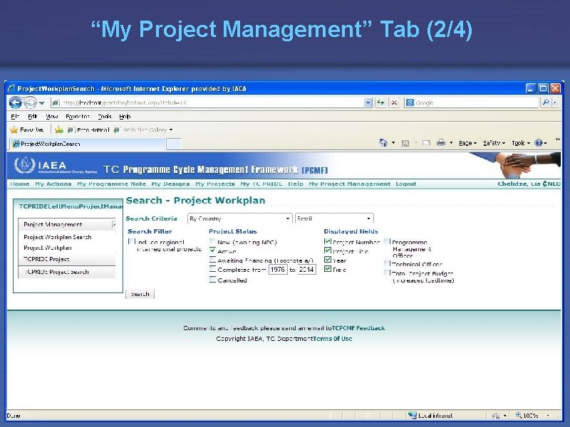 “My Project Management” Tab (2/4) 