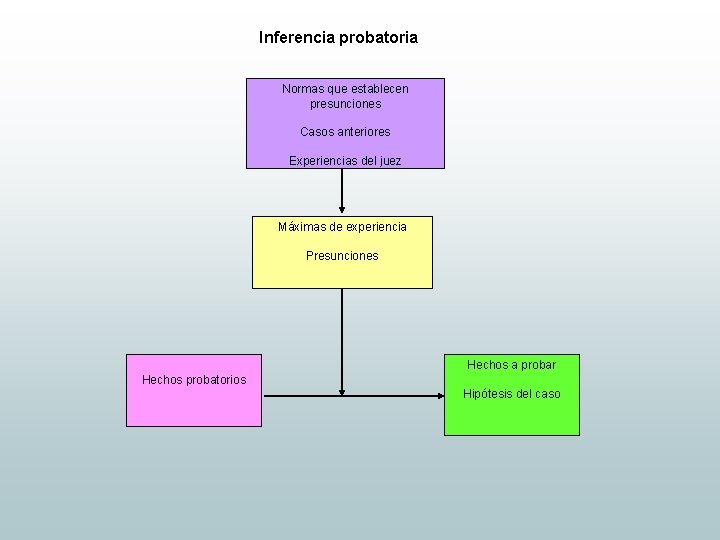 Inferencia probatoria Normas que establecen presunciones Casos anteriores Experiencias del juez Máximas de experiencia