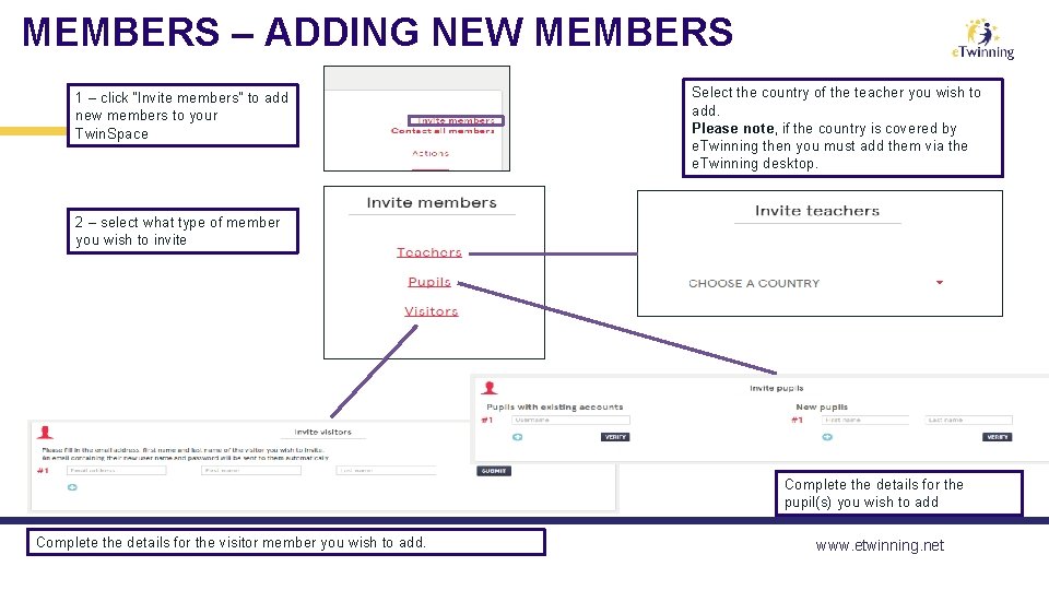 MEMBERS – ADDING NEW MEMBERS 1 – click “Invite members” to add new members