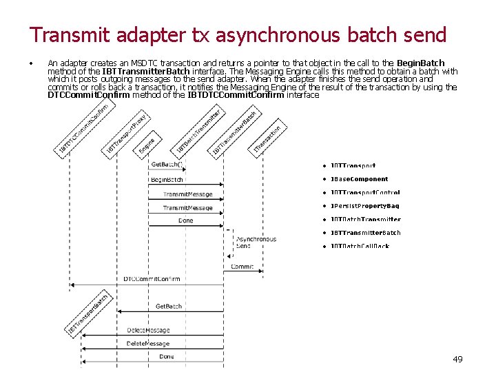 Transmit adapter tx asynchronous batch send • An adapter creates an MSDTC transaction and