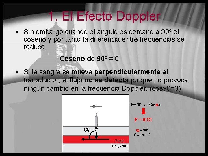 1. El Efecto Doppler • Sin embargo cuando el ángulo es cercano a 90º