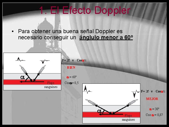 1. El Efecto Doppler • Para obtener una buena señal Doppler es necesario conseguir