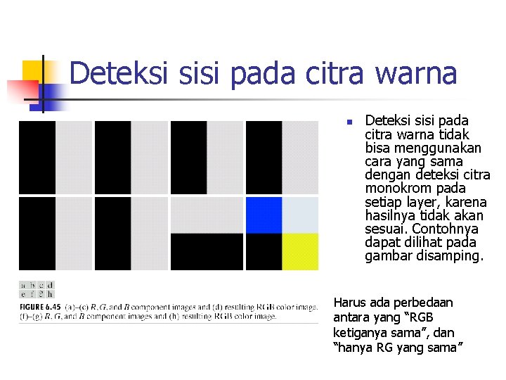 Deteksi sisi pada citra warna n Deteksi sisi pada citra warna tidak bisa menggunakan