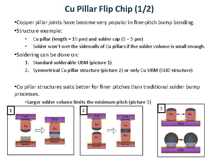 Cu Pillar Flip Chip (1/2) • Copper pillar joints have become very popular in