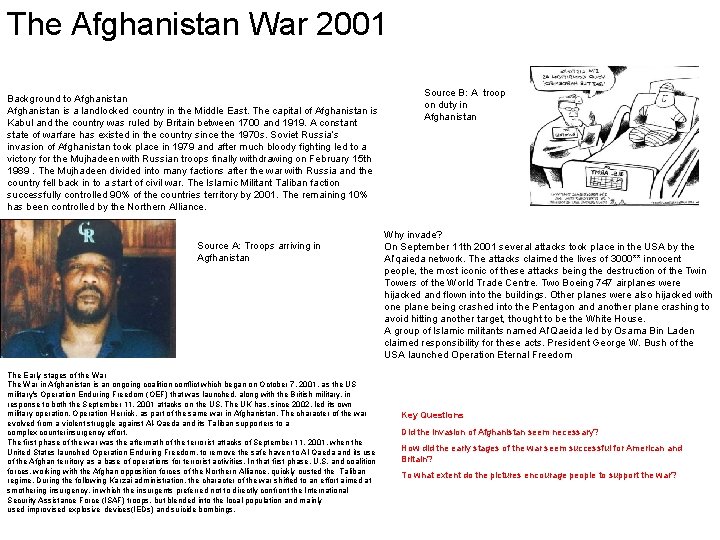 The Afghanistan War 2001 Background to Afghanistan is a landlocked country in the Middle