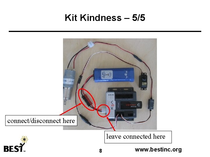 Kit Kindness – 5/5 connect/disconnect here leave connected here 8 www. bestinc. org 