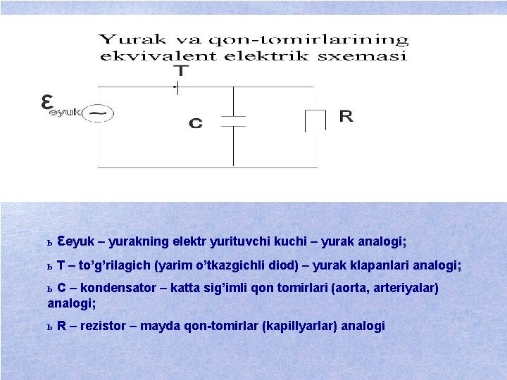 ь εeyuk – yurakning elektr yurituvchi kuchi – yurak analogi; ь T – to’g’rilagich