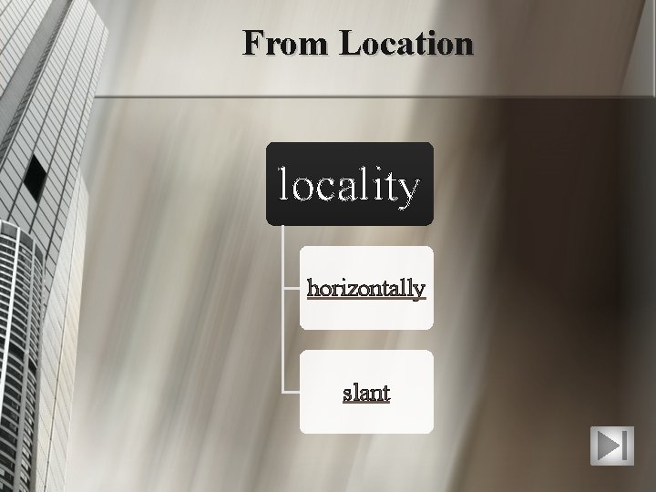 From Location locality horizontally slant 
