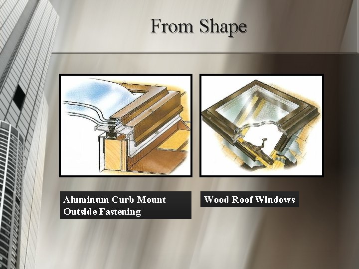 From Shape Aluminum Curb Mount Outside Fastening Wood Roof Windows 