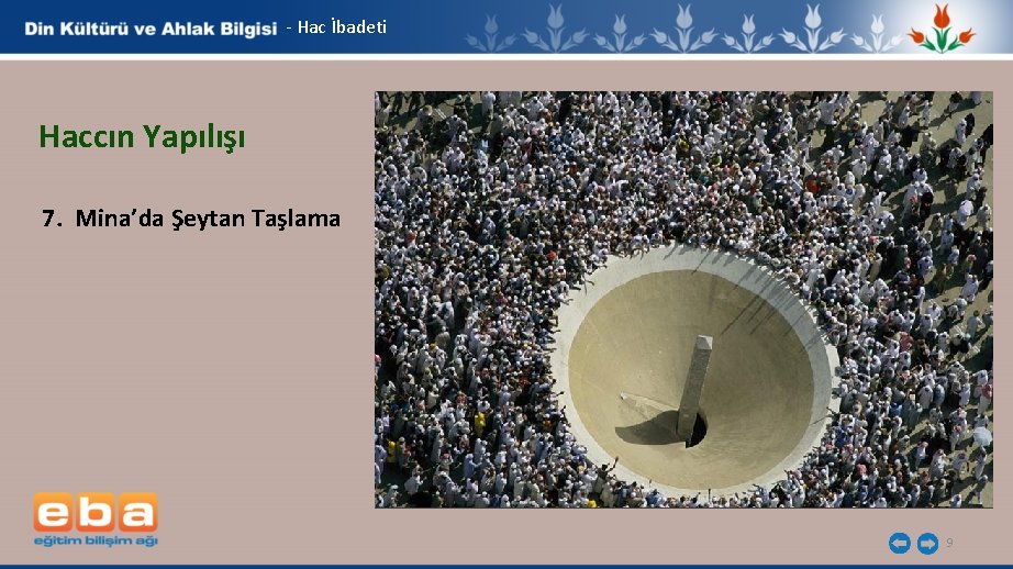 - Hac İbadeti Haccın Yapılışı 7. Mina’da Şeytan Taşlama 9 