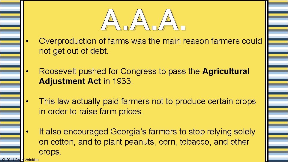 A. A. A. • Overproduction of farms was the main reason farmers could not
