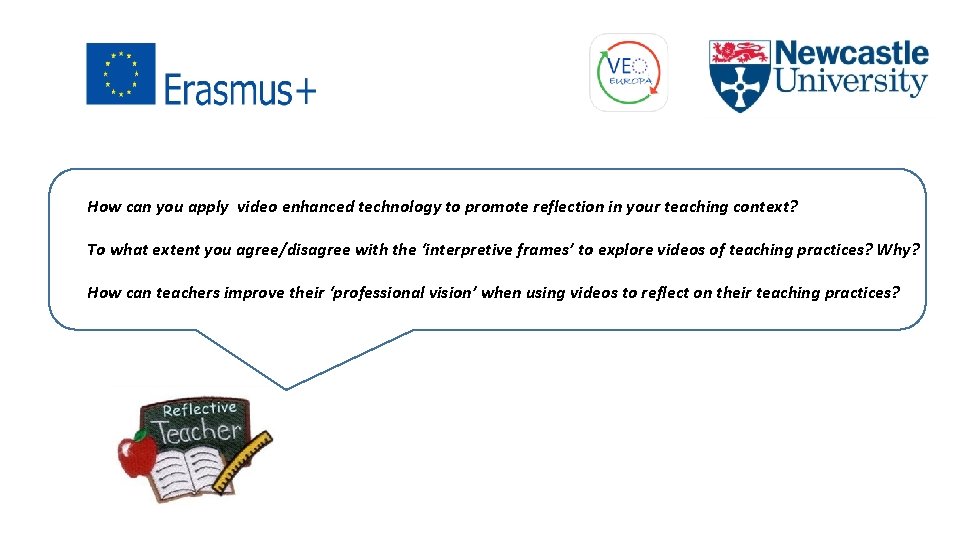 How can you apply video enhanced technology to promote reflection in your teaching context?