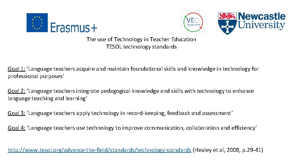 The use of Technology in Teacher Education TESOL technology standards Goal 1: ‘Language teachers