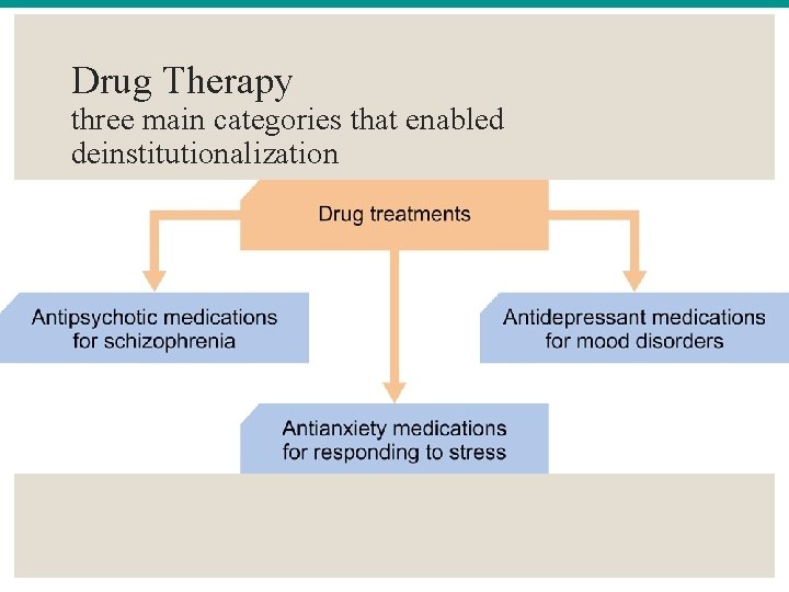 Drug Therapy three main categories that enabled deinstitutionalization 