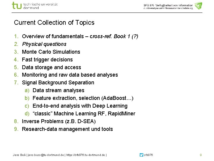 Current Collection of Topics 1. 2. 3. 4. 5. 6. 7. Overview of fundamentals