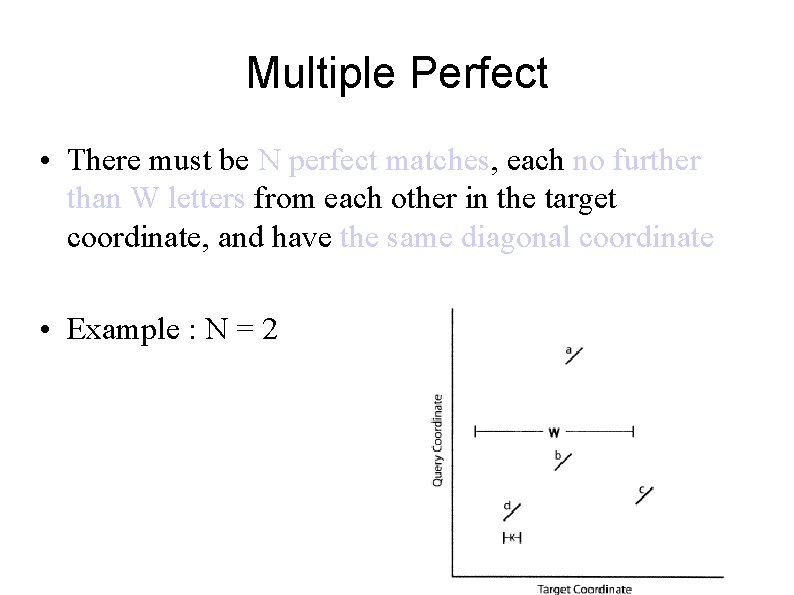 Multiple Perfect • There must be N perfect matches, each no further than W