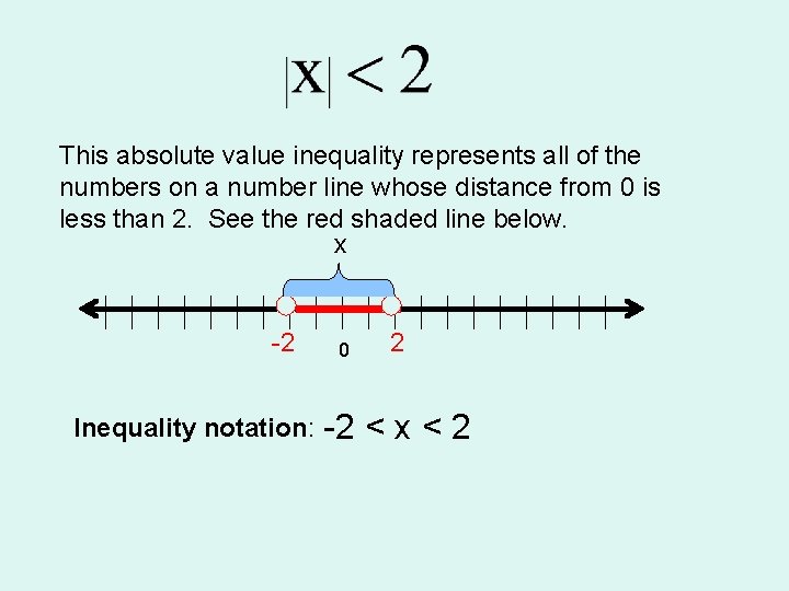 This absolute value inequality represents all of the numbers on a number line whose