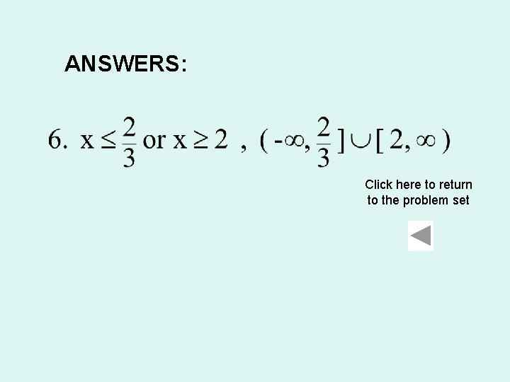 ANSWERS: Click here to return to the problem set 