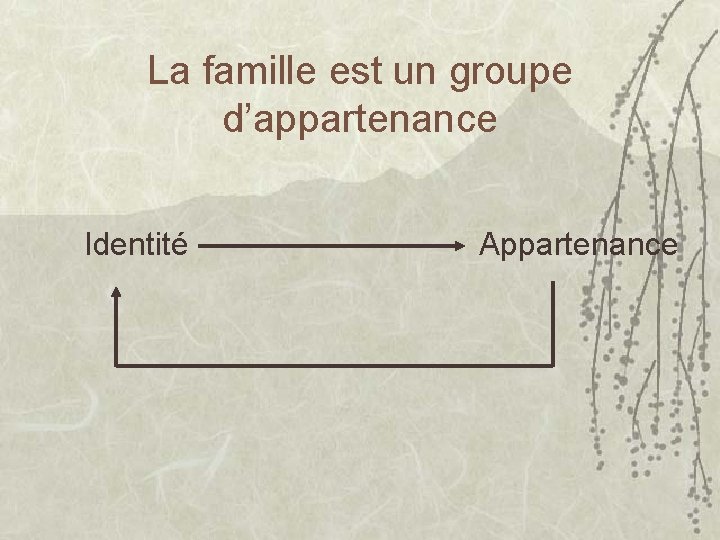 La famille est un groupe d’appartenance Identité Appartenance 