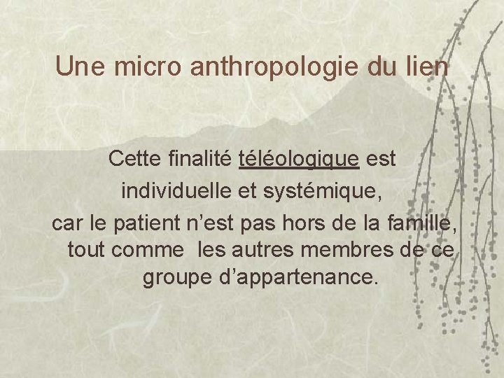 Une micro anthropologie du lien Cette finalité téléologique est individuelle et systémique, car le