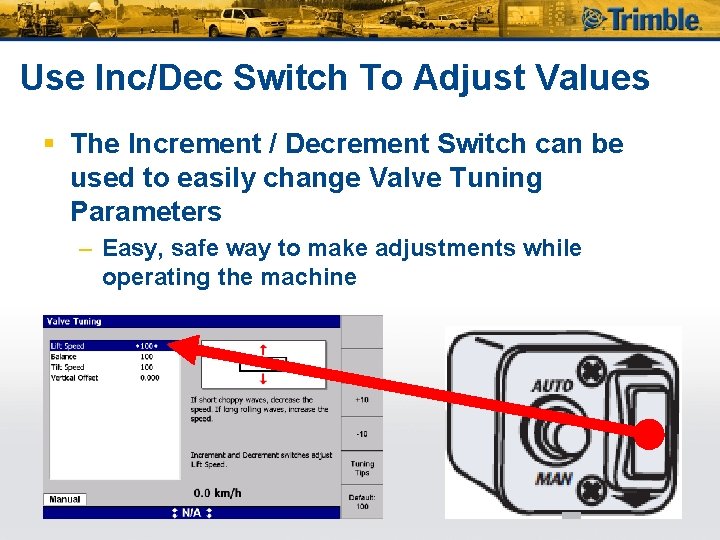 Use Inc/Dec Switch To Adjust Values § The Increment / Decrement Switch can be
