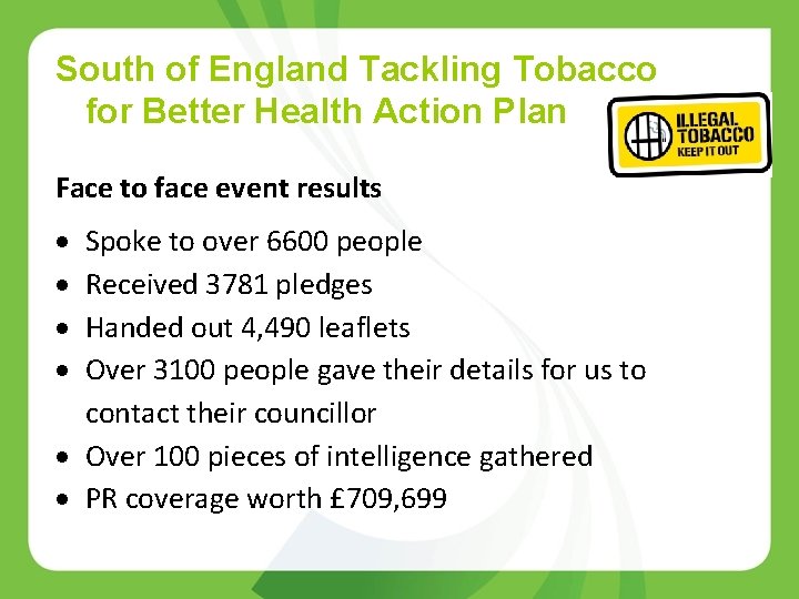 South of England Tackling Tobacco for Better Health Action Plan Face to face event